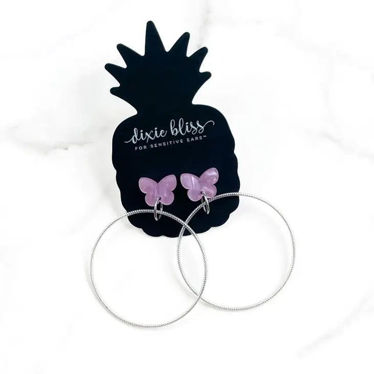 Pre-Order Lilac Butterfly Hoops