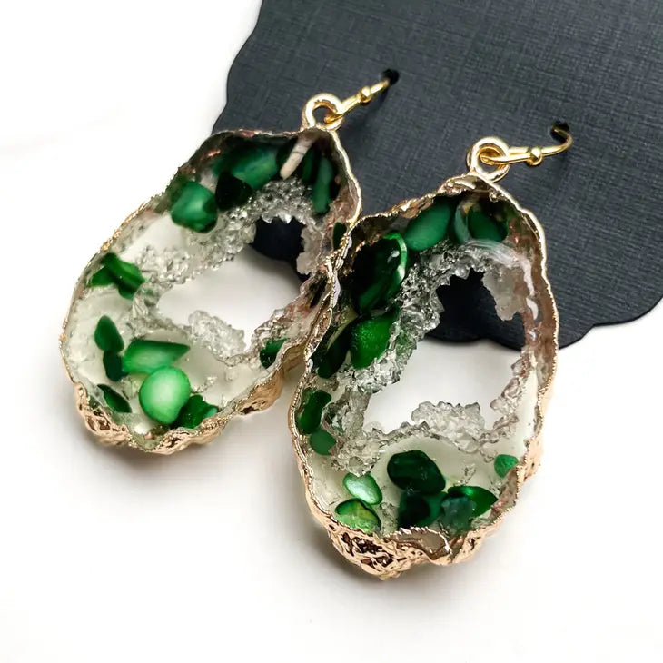 Pre-Order Forest Geode Dangle Earring