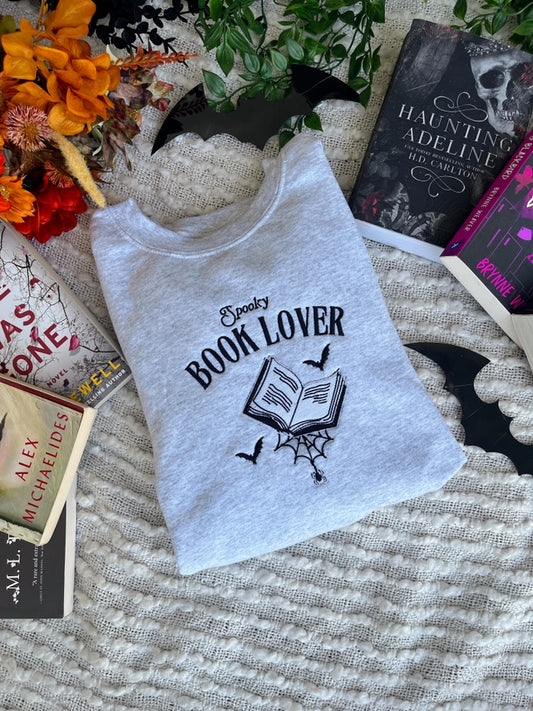 Pre-Order Embroidered Spooky Book Lover Crew Neck