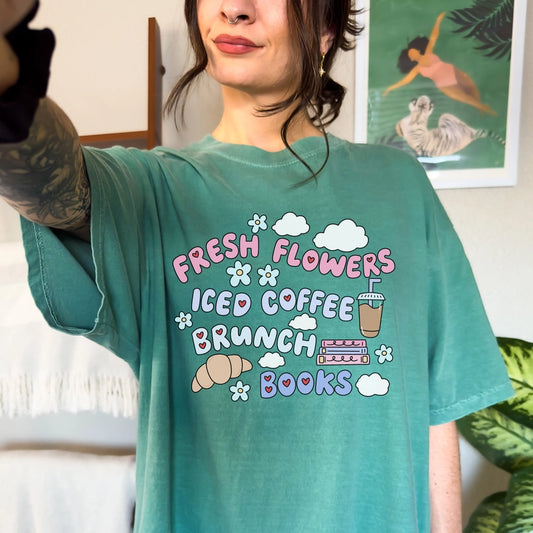 Pre-Order Flowers Brunch Books Coffee Graphic Tee