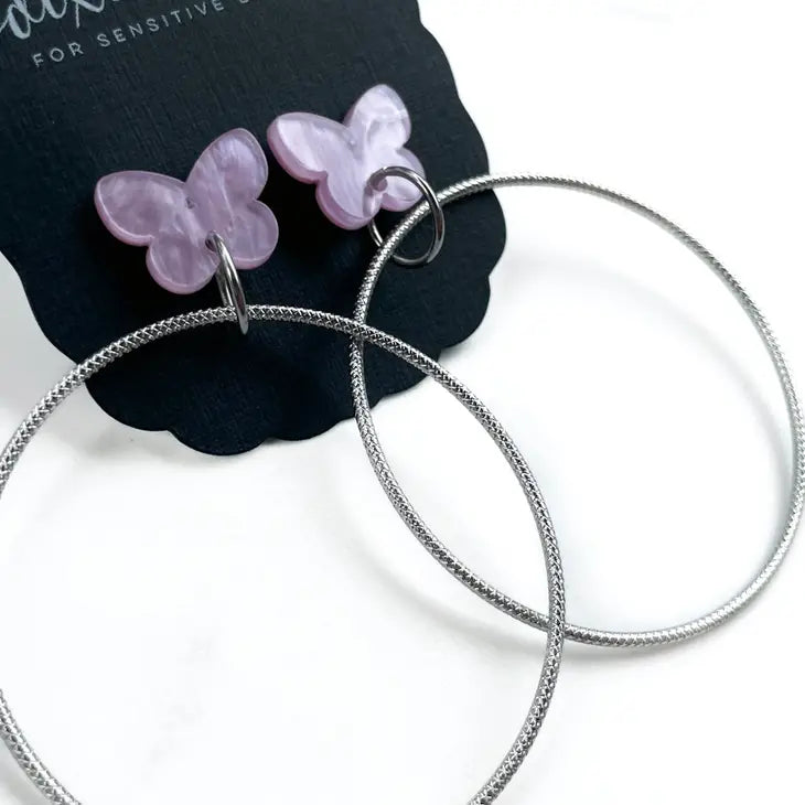 Pre-Order Lilac Butterfly Hoops